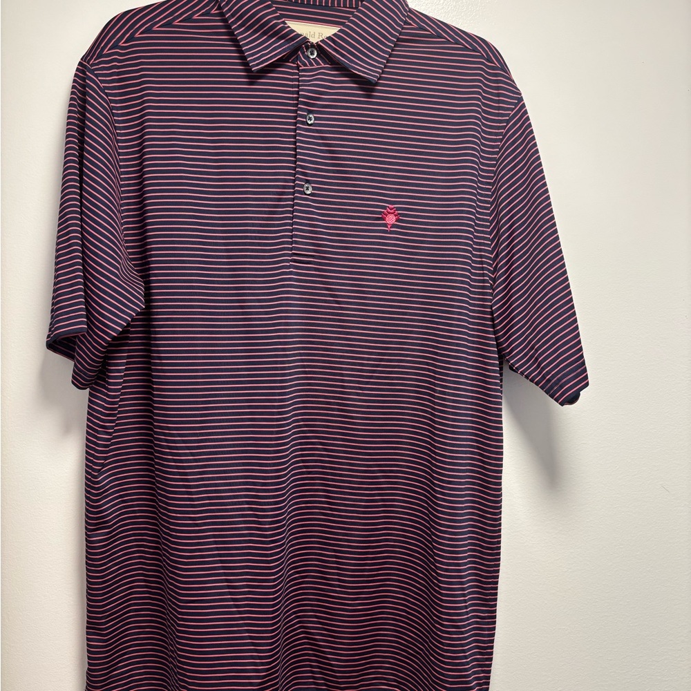 Men’s M Golf Polo - Blue and Pink Striped (Donald Ross)